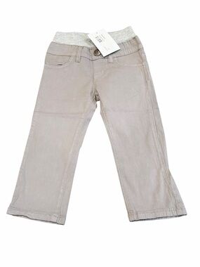 Hoonana, Beige Pull-On Straight-Leg Khaki Pants, Size 2T